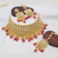 Manisha Jewellery Gold Plated Kundan Stone And Beads Choker Necklace Set