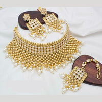 Manisha Jewellery Gold Plated Kundan Stone And Beads Choker Necklace Set