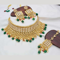 Manisha Jewellery Gold Plated Kundan Stone And Beads Choker Necklace Set