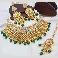 Manisha Jewellery Gold Plated Pota Stone And Beads Choker Necklace Set