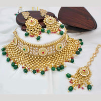 Manisha Jewellery Gold Plated Pota Stone And Beads Choker Necklace Set