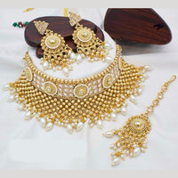 Manisha Jewellery Gold Plated Pota Stone And Beads Choker Necklace Set