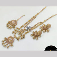 Manisha Jewellery Gold Plated Crystal Stone And Pearls Long  Necklace Set