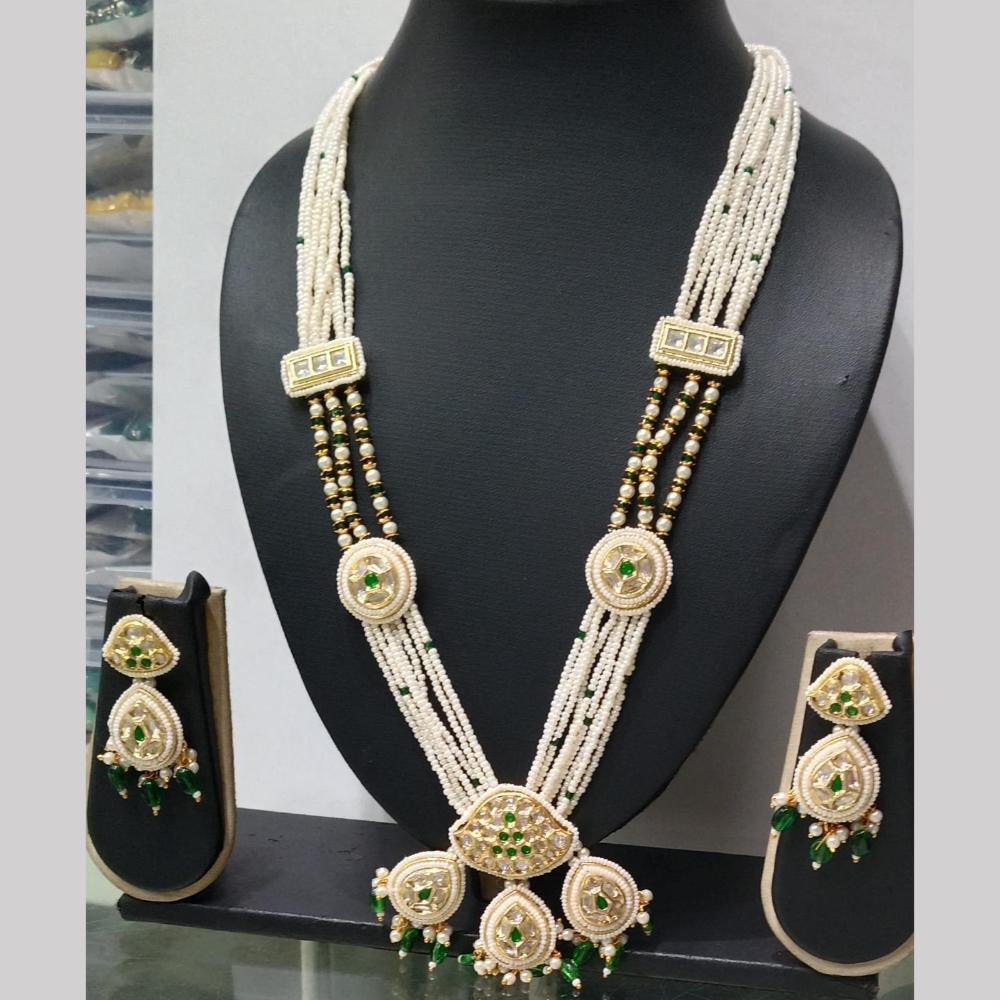 Manisha Jewellery Gold Plated Crystal Stone And Pearls Long  Necklace Set