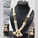 Manisha Jewellery Gold Plated Crystal Stone And Pearls Long  Necklace Set