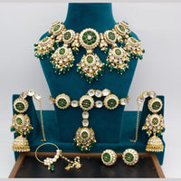 Manisha Jewellery Gold Plated Kundan Stone And Beads Semi Bridal Necklace Set