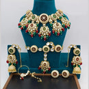 Manisha Jewellery Gold Plated Kundan Stone And Beads Semi Bridal Necklace Set