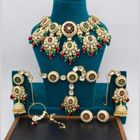 Manisha Jewellery Gold Plated Kundan Stone And Beads Semi Bridal Necklace Set