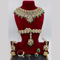 Manisha Jewellery Gold Plated Kundan Stone And Beads Semi Bridal Necklace Set