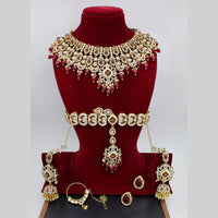 Manisha Jewellery Gold Plated Kundan Stone And Beads Semi Bridal Necklace Set