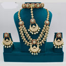 Manisha Jewellery Gold Plated Kundan Stone And Beads Semi Bridal Necklace Set