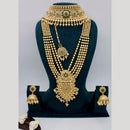 Manisha Jewellery Gold Plated Pota Stone And Pearls Double Necklace Set