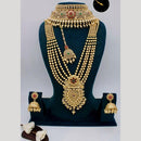 Manisha Jewellery Gold Plated Pota Stone And Pearls Double Necklace Set