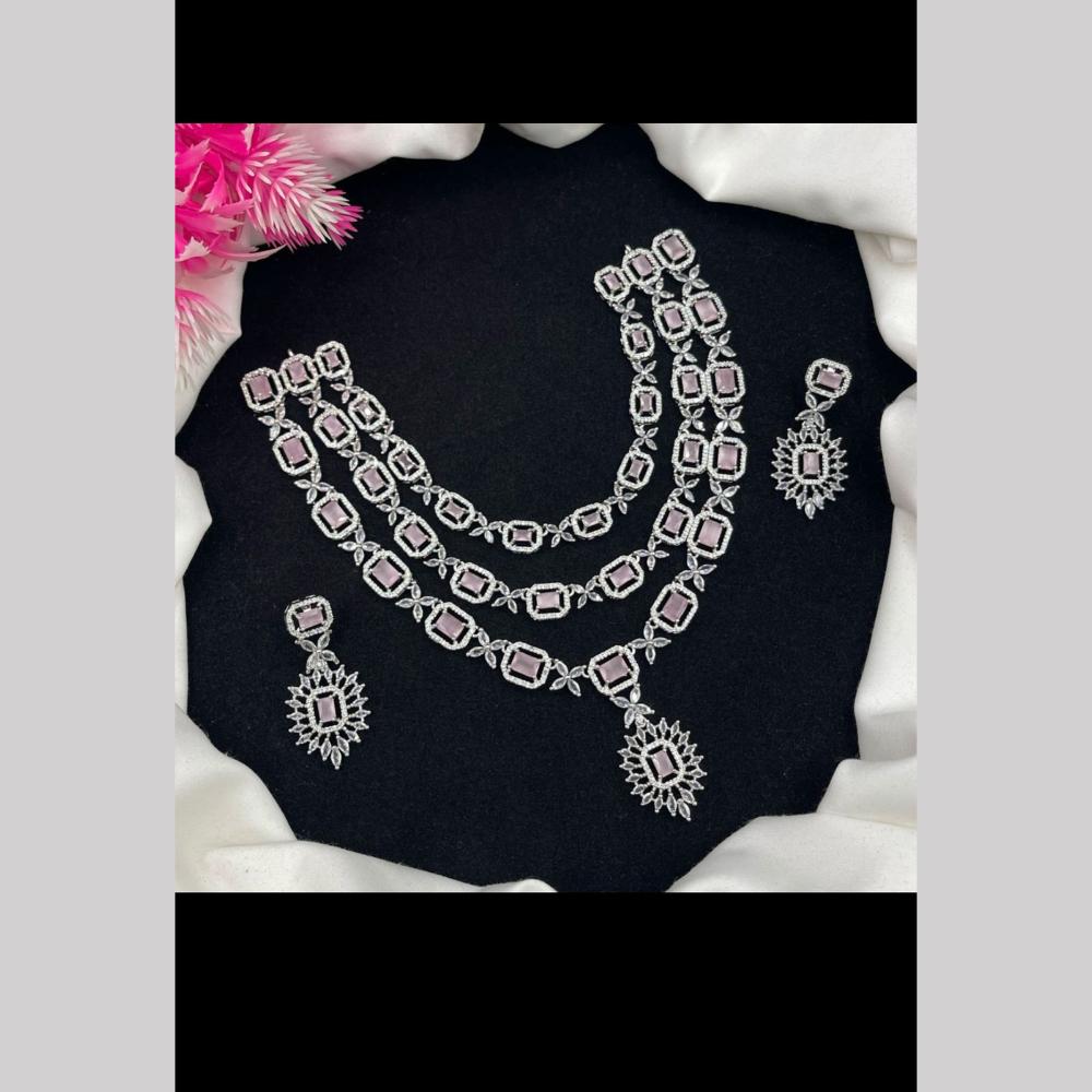 Manisha Jewellery Silver Plated American Diamond Necklace Set