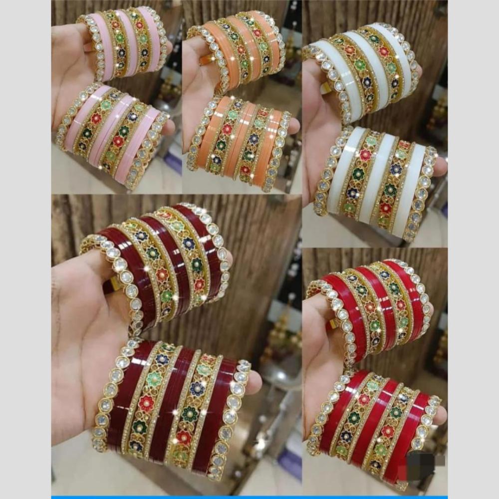 Manisha Jewellery Gold Plated Crystal Stone Acrylic Bangles Set
