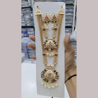 Manisha Jewellery Gold Plated Kundan Stone And Pearls Meenakari Double Necklace Set