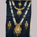 Manisha Jewellery Gold Plated Kundan Stone And Pearls Meenakari Double Necklace Set