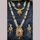 Manisha Jewellery Gold Plated Kundan Stone And Pearls Meenakari Double Necklace Set