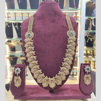 Manisha Jewellery Gold Plated Pota Stone Temple Long Necklace Set