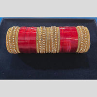 Manisha Jewellery Gold Plated Austrain Stone And Pearls  Acrylic Bangle Set