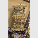Manisha Jewellery Gold Plated Pota and Meenakari Green & Pink Elephant Bangles Set