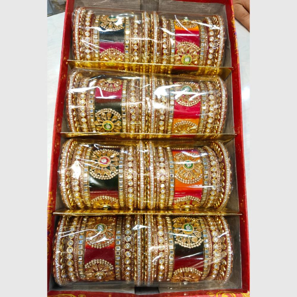 Manisha Jewellery  Gold Plated Colorful Crystal Work Bangles Set