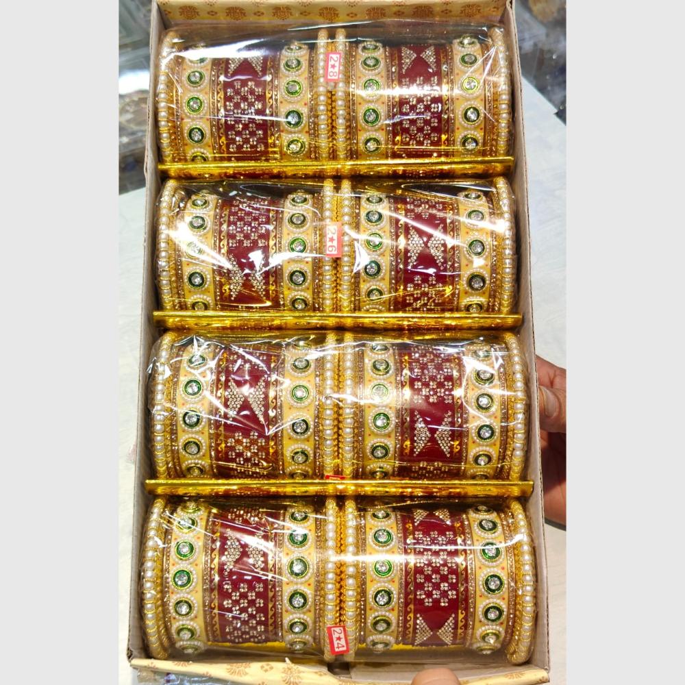 Manisha Jewellery Gold Plated With Kundan And Meenakari Ethnic Acrylic Bangles Set