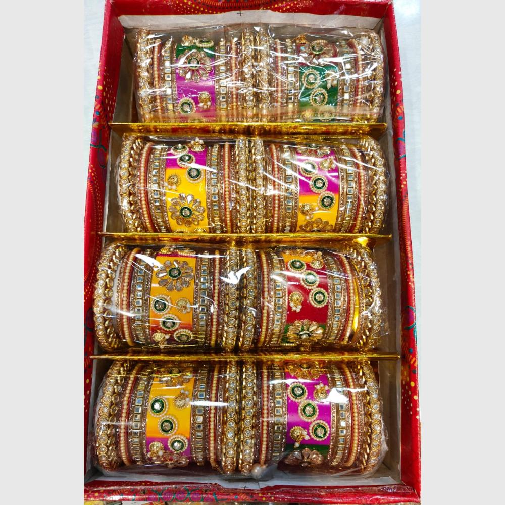 Manisha Jewellery  Gold Plated Colorful Crystal Work Bangles Set