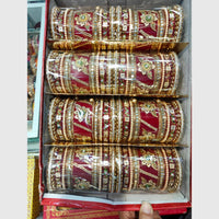 Manisha Jewellery Gold Plated Crystals and Pearl Bangles Set