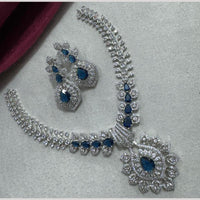 Manisha Jewellery Silver Plated Elegant American Diamond Necklace Set