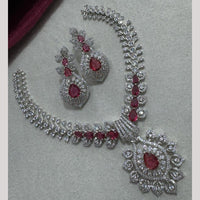 Manisha Jewellery Silver Plated Elegant American Diamond Necklace Set