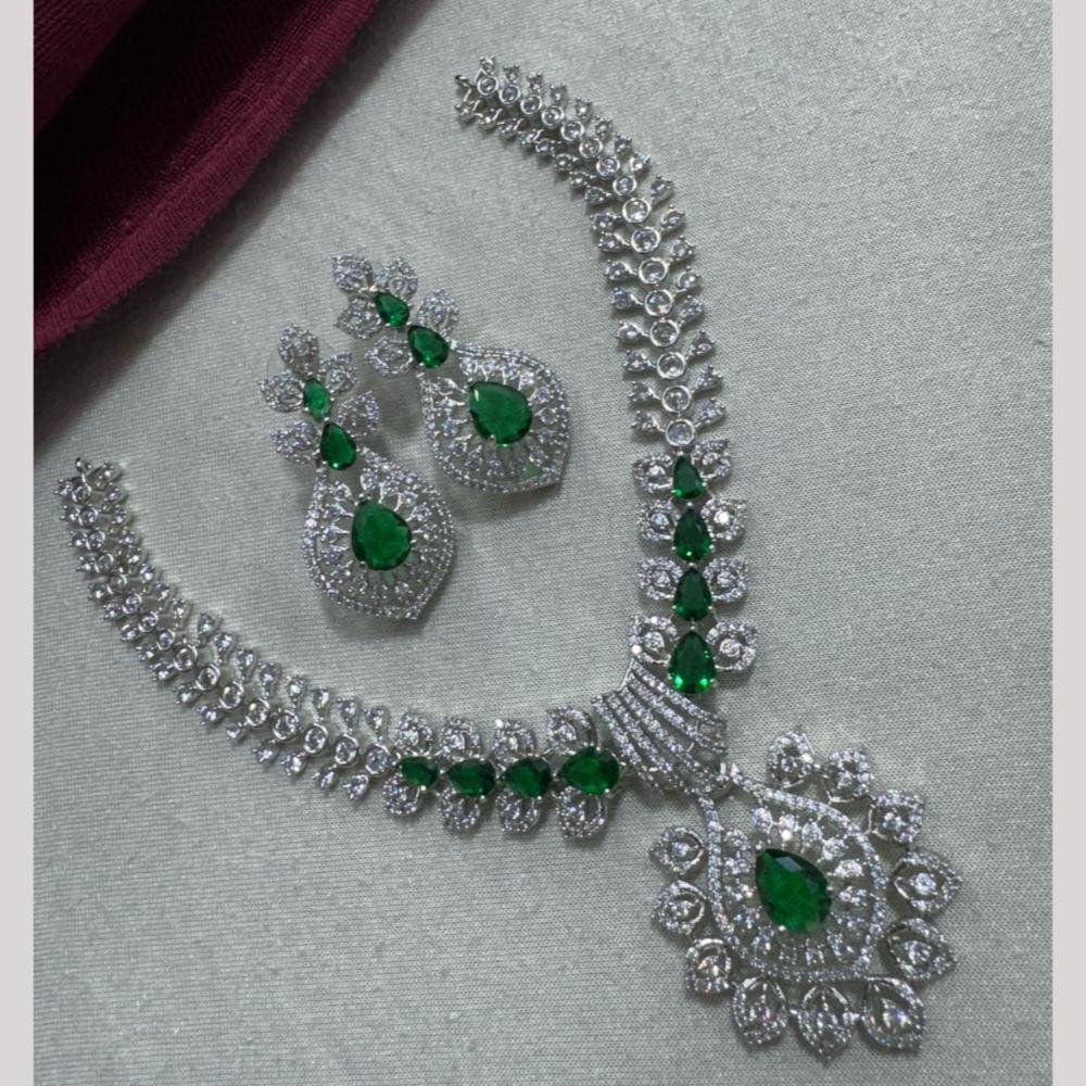 Manisha Jewellery Silver Plated Elegant American Diamond Necklace Set