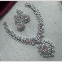 Manisha Jewellery Silver Plated Elegant American Diamond Necklace Set