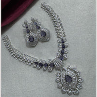 Manisha Jewellery Silver Plated Elegant American Diamond Necklace Set