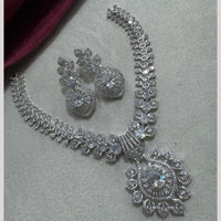 Manisha Jewellery Silver Plated Elegant American Diamond Necklace Set