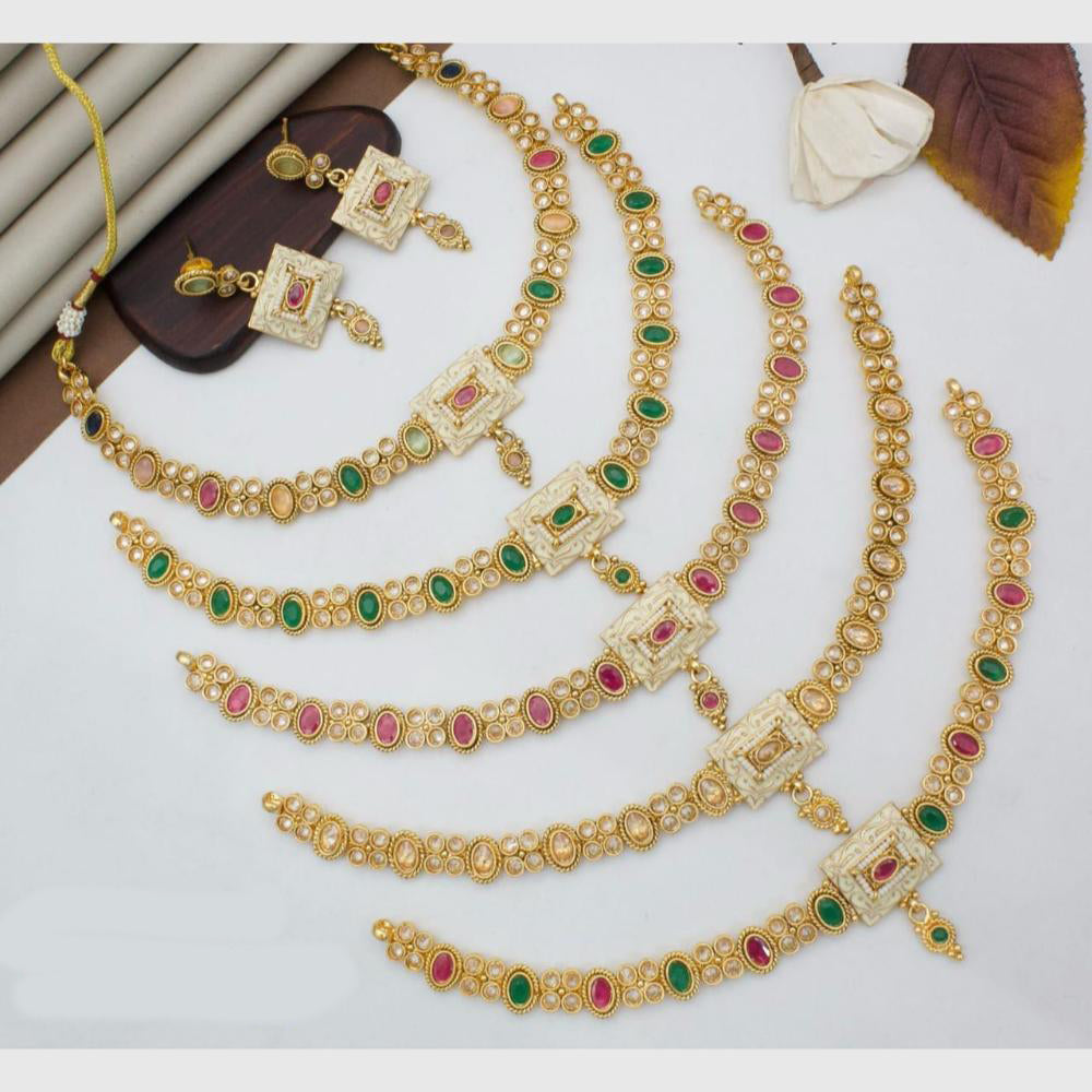 Manisha Jewellery Gold Plated Crystal Festive Wear  Necklace Set