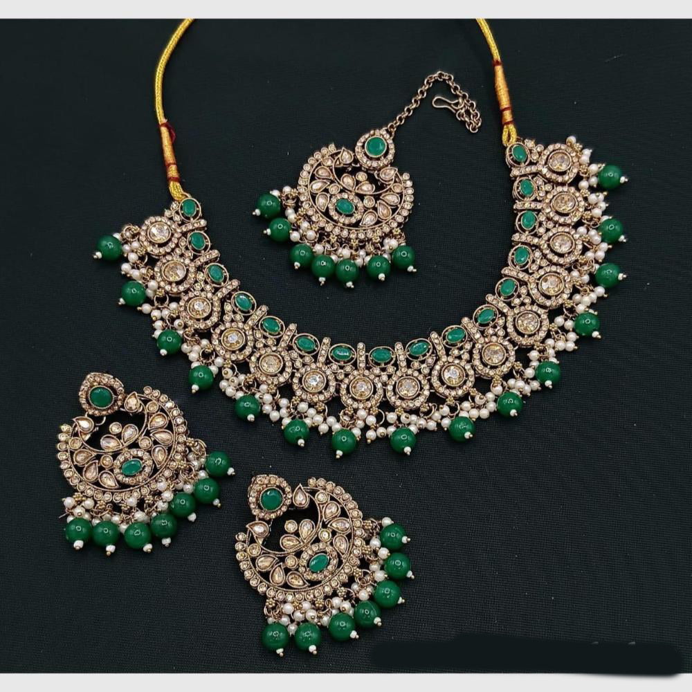 Manisha Jewellery Gold Plated Crystal & Beads Elegant Necklace Set