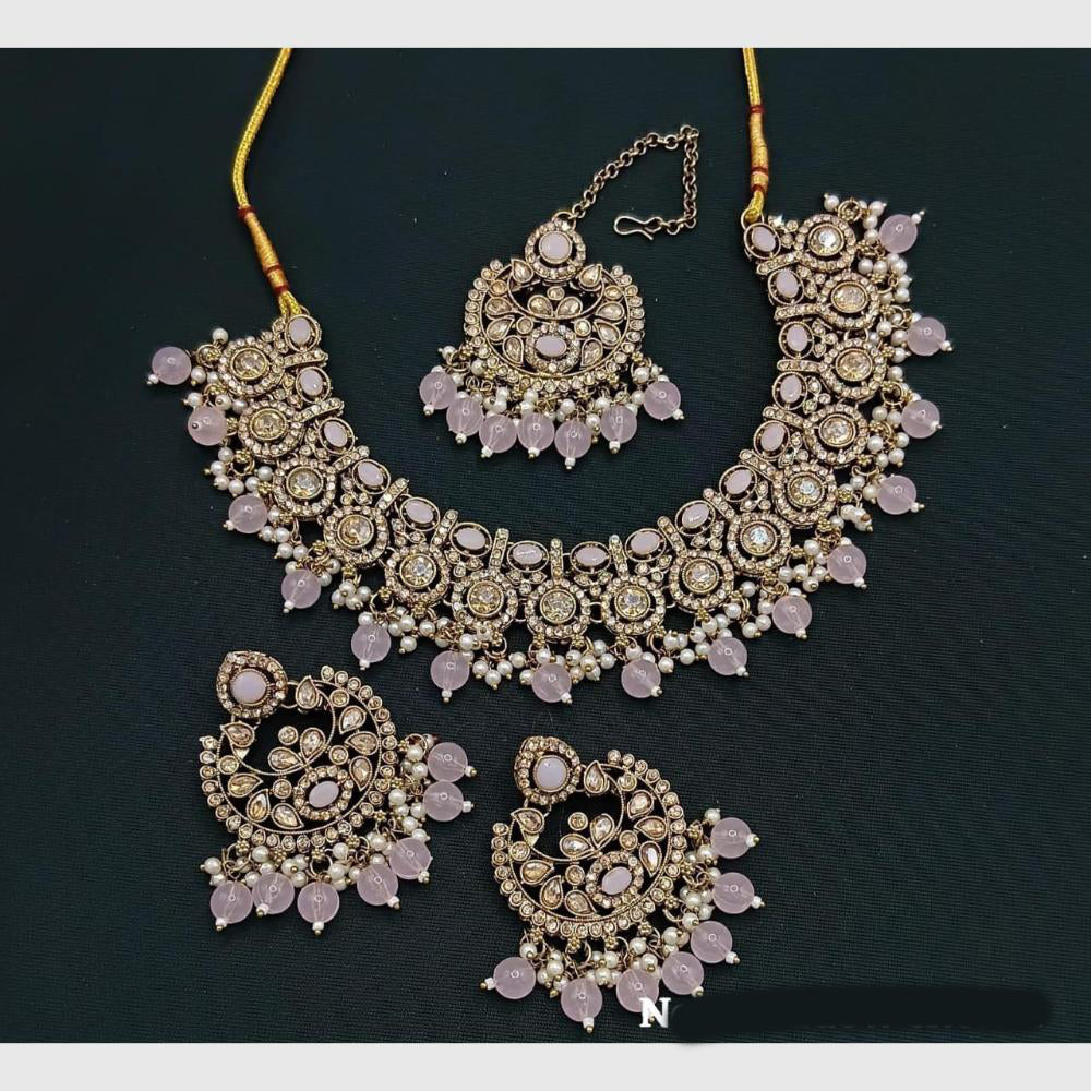 Manisha Jewellery Gold Plated Crystal & Beads Elegant Necklace Set