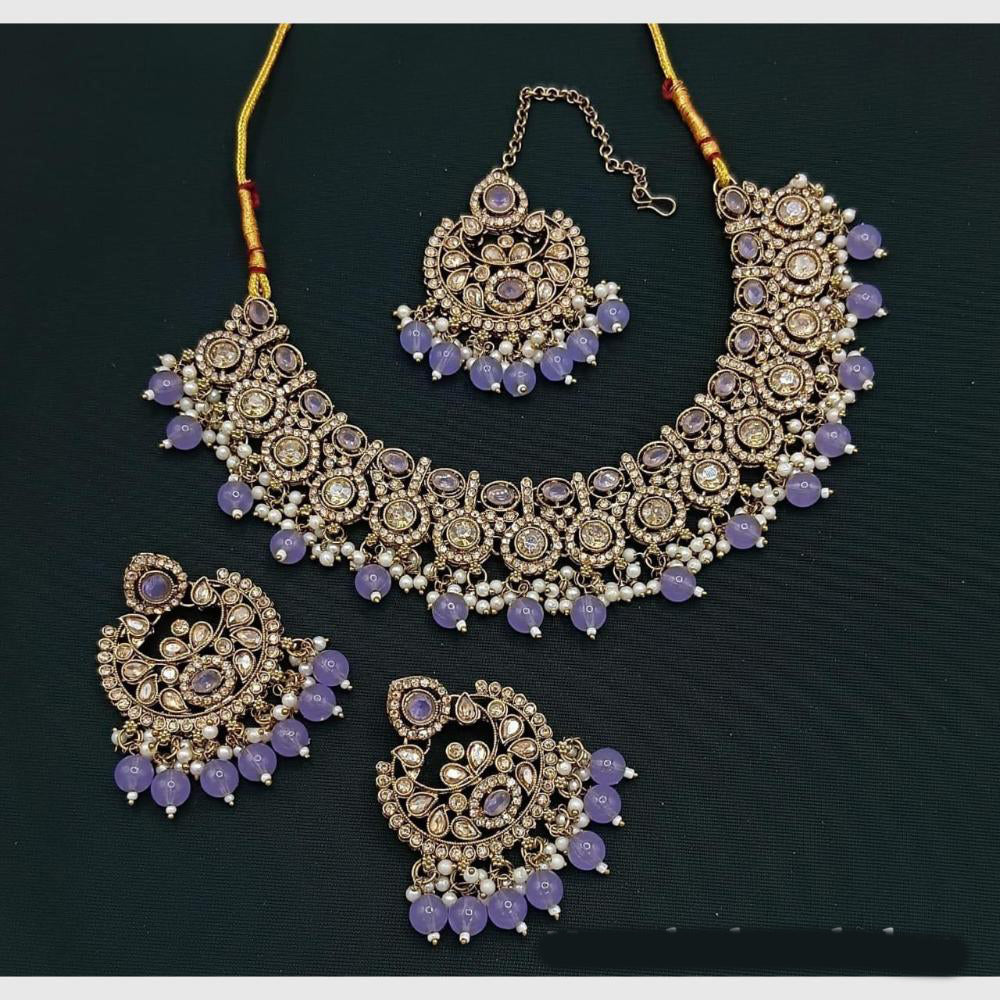 Manisha Jewellery Gold Plated Crystal & Beads Elegant Necklace Set