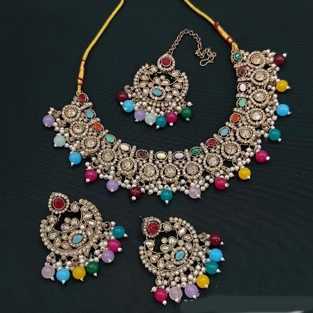 Manisha Jewellery Gold Plated Crystal & Beads Elegant Necklace Set