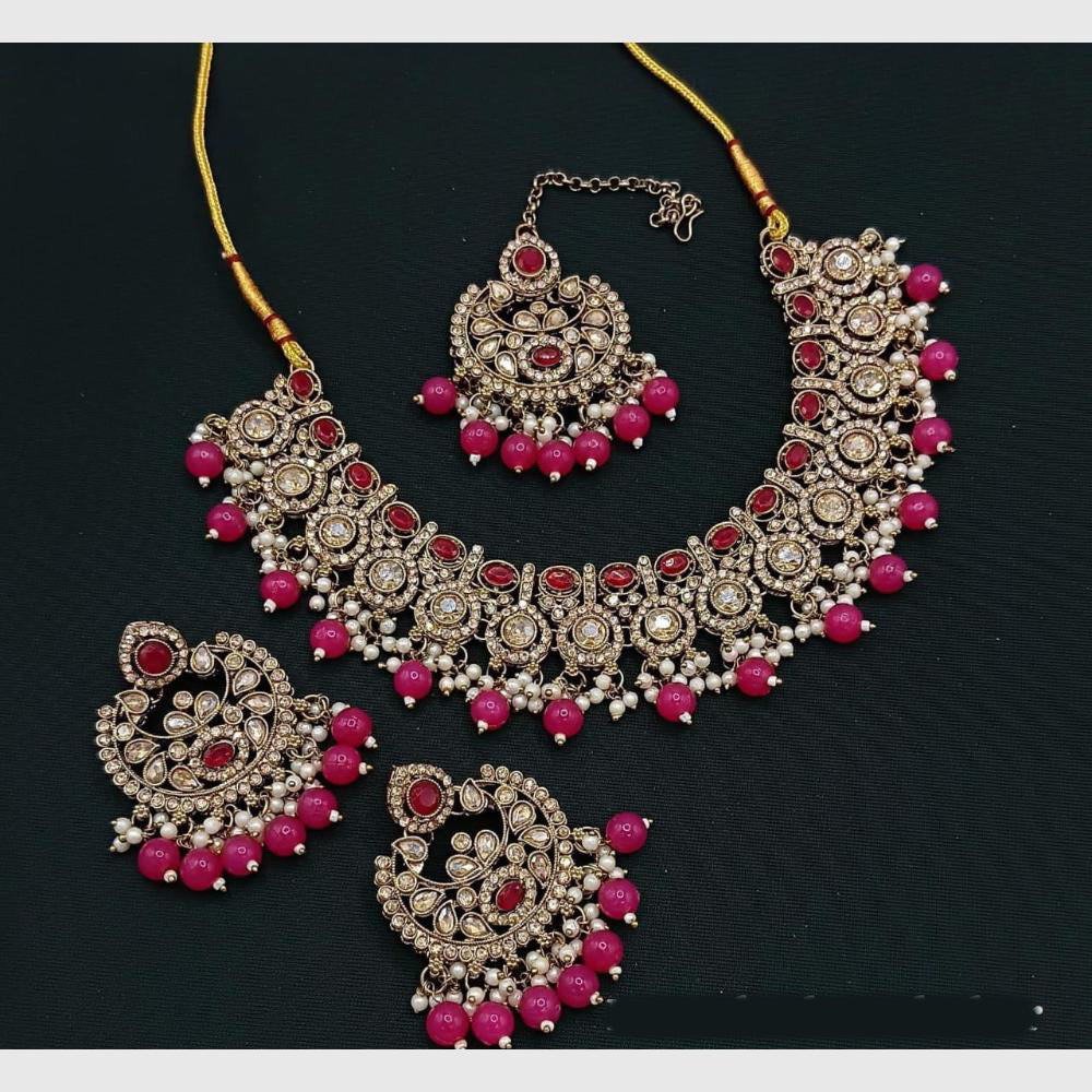 Manisha Jewellery Gold Plated Crystal & Beads Elegant Necklace Set