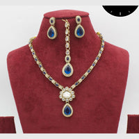 Manisha Jewellery Gold Plated Austrian And Crystal  Festive Wear Necklace Set
