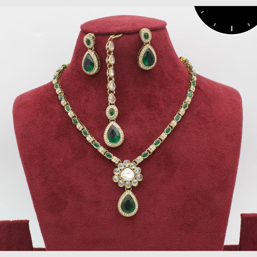 Manisha Jewellery Gold Plated Austrian And Crystal  Festive Wear Necklace Set