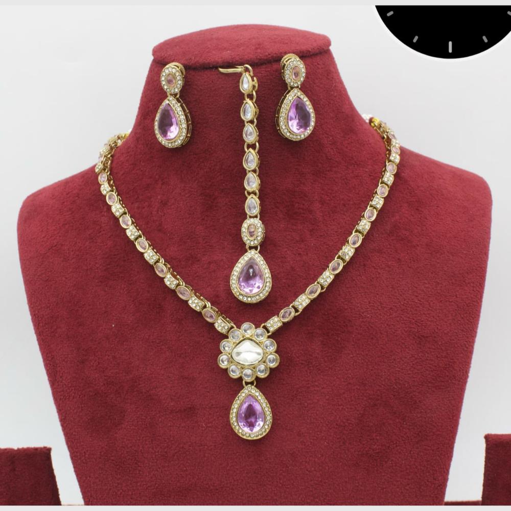 Manisha Jewellery Gold Plated Austrian And Crystal  Festive Wear Necklace Set