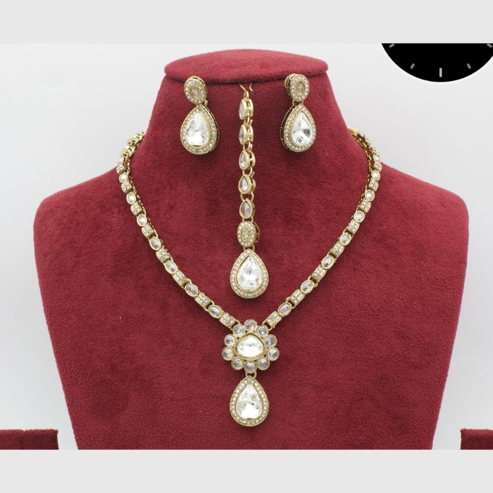 Manisha Jewellery Gold Plated Austrian And Crystal  Festive Wear Necklace Set