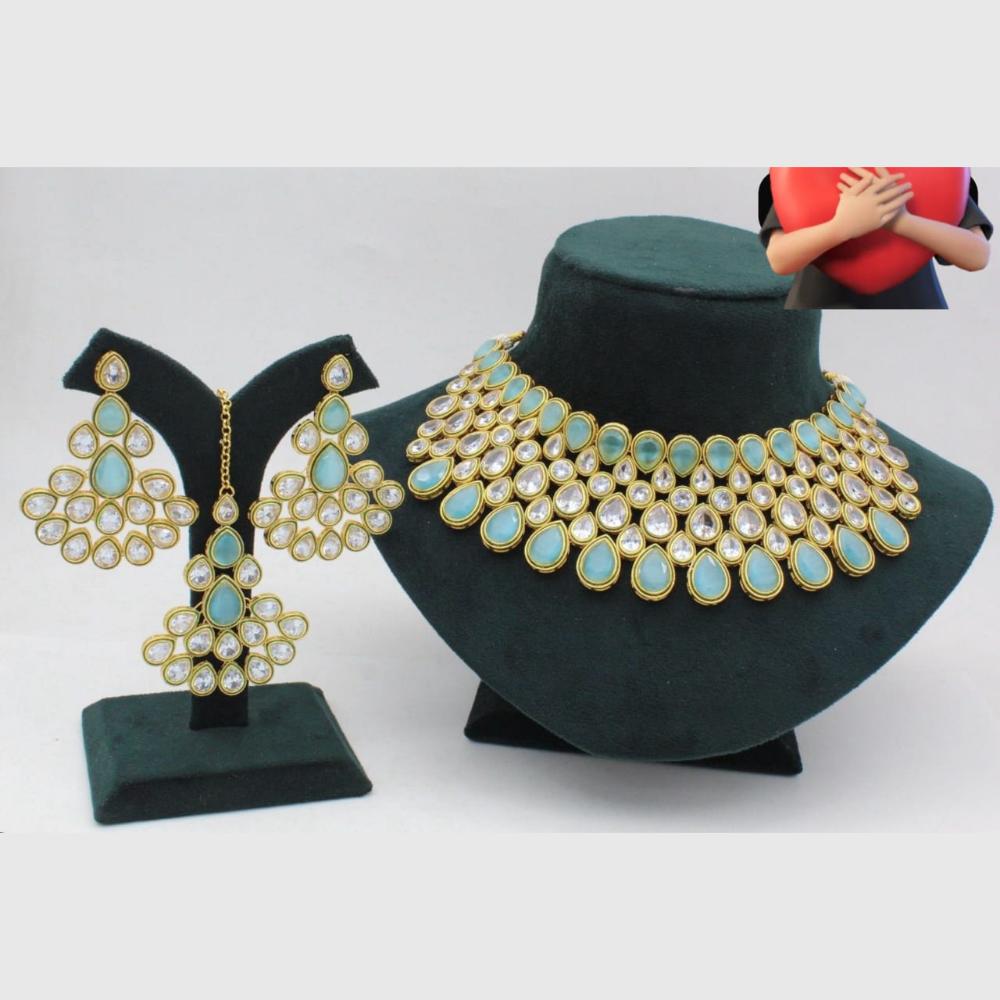 Manisha Jewellery Designer Gold Plated Ethnic Crystal Choker Necklace Set