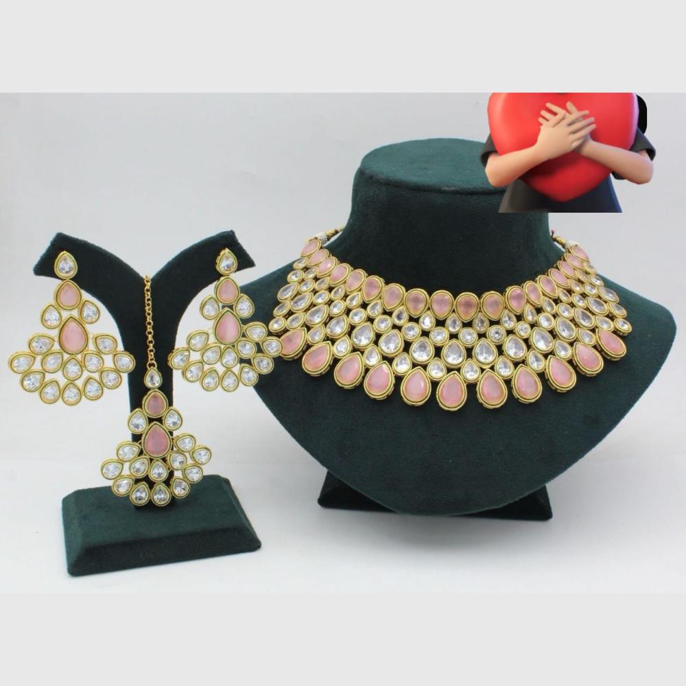 Manisha Jewellery Designer Gold Plated Ethnic Crystal Choker Necklace Set