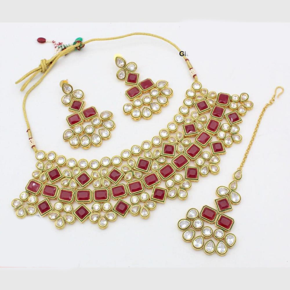 Manisha Jewellery Designer Gold Plated Ethnic Crystal Choker Necklace Set