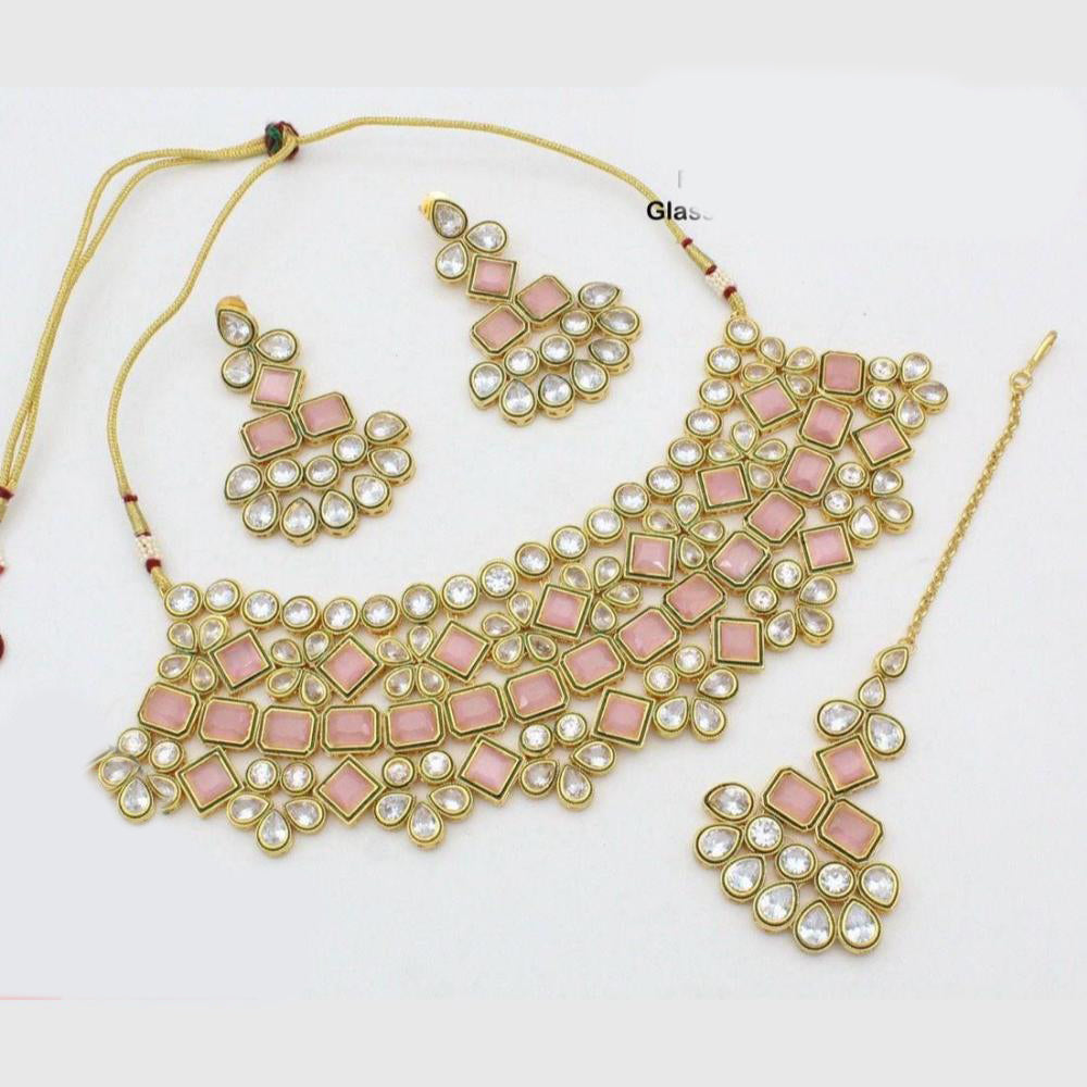 Manisha Jewellery Designer Gold Plated Ethnic Crystal Choker Necklace Set