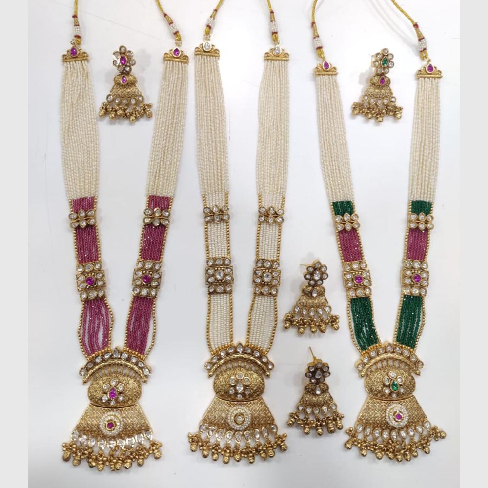 Manisha Jewellery Designer Gold Plated Kundan and Pearls Timeless Ethnic Long Necklace Set